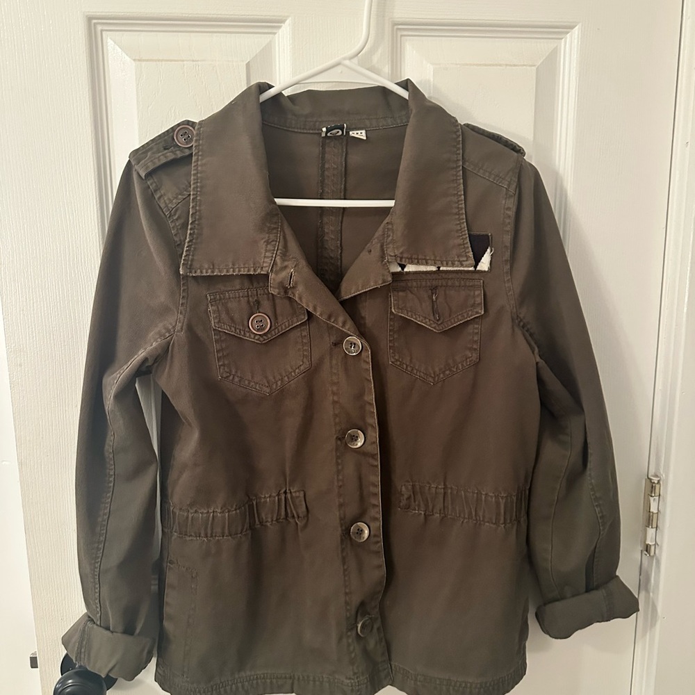 Roxy Olive Green Utility Jacket with Button Front
